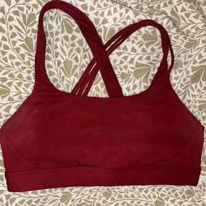 Athleta Rust Red Asymmetric Sports Bra Size M